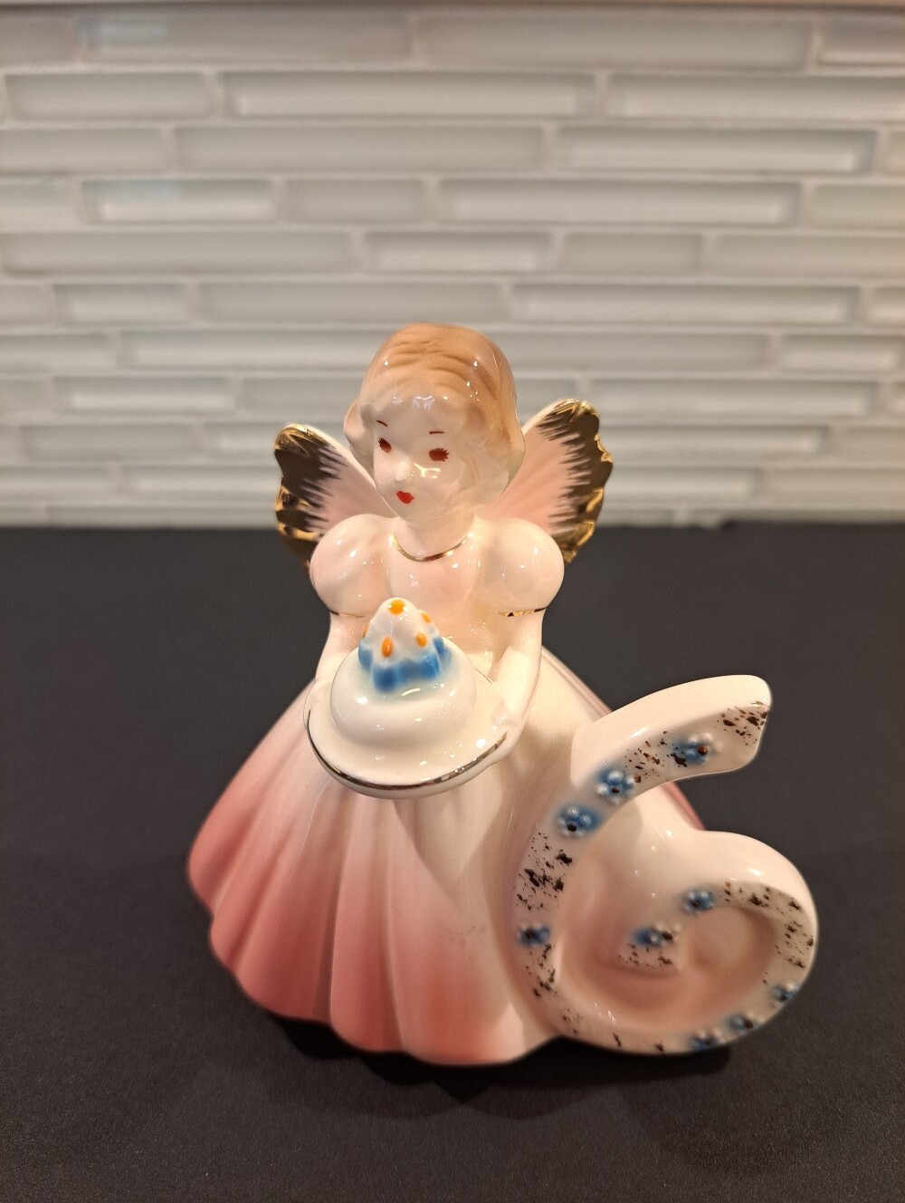 Josef Originals 6th Birthday Angel Girl Figurine 4" tall -Pink